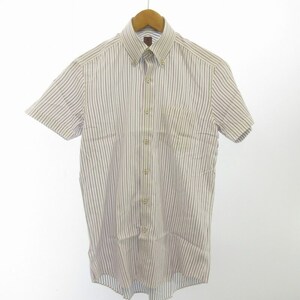タケオキクチ TAKEO KIKUCHI シャツ ストライプ レギュラーカラー 半袖 胸ポケット 白 ホワイト 2 約S メンズ