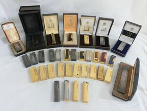 1000円スタート ライター 34点まとめ dunhill ダンヒル ゴールドカラー シルバーカラー ガスライター 着火未確認 箱付有 [3/4] BB①426