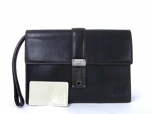 1円 ■美品■ dunhill ダンヒル レザー ダイヤルロック式 クラッチバッグ セカンドバッグ メンズ ブラック系 AZ0054