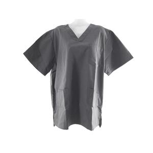 コットンブレンド カラースクラブ 男女兼用 肌に優しい 斜めカットポケット 看護師 介護士 大きいサイズ 5L チャコール 送料250円