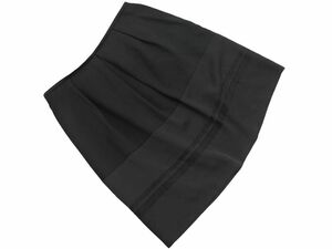 ネコポスOK INDIVI インディヴィ 大きいサイズ Aライン 台形 スカート size48/黒 ■■ ☆ eca5 レディース