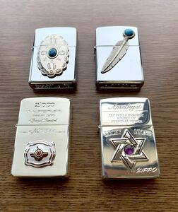 【コレクションzippo】 未使用 ルビー & 宝石のジッポ4点 オイルライター ZIPPO シルバー 喫煙具 ジッポライター 