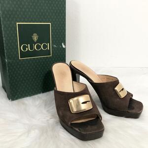 GUCCI グッチ スエード ミュール サンダル 37