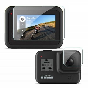 送料無料 GoPro Hero8 Black 対応 保護強化ガラスフィルム スクリーン・レンズ用2点セット スクリーン保護ガラスフィルムシート