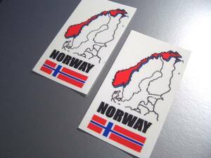 M1■ノルウェーMAPデザインステッカー Sサイズ 2枚セット■国旗 北欧 ヨーロッパ 海外旅行 EU(1)