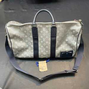 【中古】 LOUIS VUITTON キーポルバンドリエール 50 ボストンバッグ モノグラム・サテライト シルバー×ブルー M44170 (BL21)