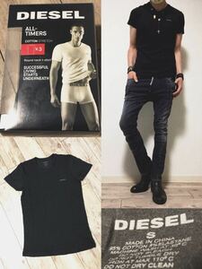 正規 DIESEL 新品未使用 underwear BLACK（ラウンドネック） ストレッチ Tシャツ ディーゼル アンダーウェア クルーネック ブラック★