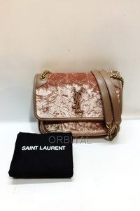 代官山)SAINT LAURENT サンローラン NIKI ニキ ベイビー チェーンショルダー ベビー ベルベット オールドピンク 定価35万位