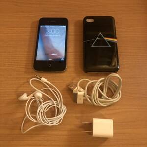 貴重 レア 海外SIMフリーアダプター内蔵 iPhone 4S 64GB A1387 ブラック Pink Floyd 新品 ホルダーケース 純正 充電器 イヤホン アンロック