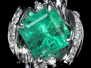 ZL11372T【1円～】新品【RK宝石】≪Emerald≫ 美しいテリ艶!! 極上エメラルド 特大3.574ct!! 極上ダイヤモンド Pt900 超高級リング ダイヤ