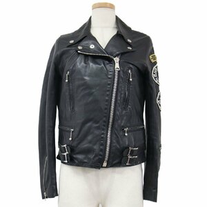 HYSTERIC GLAMOUR ヒステリックグラマー Lewis Leathers コラボ ジャケット ライダース ブラック FREE ワッペン スタッズ 羊革 アウター