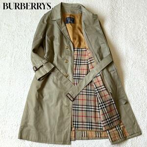 1円～ 極美品 Burberrys バーバリー ステンカラーコート 裏ノバチェック ベージュ M ライナー ベルト付き 1スタ