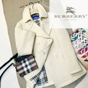 K6【ふんわりフレンチシック】参考価格12万●超美品BURBERRY BLUE LABEL●高級トレンチPコート バーバリーコート レディース　ノバチェック