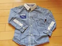 シャツ　ブルー　ストライプ　100 イタリア 襟付きシャツ