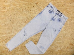 Bershka Denim CARROT FIT ベルシュカ サイズ29 レディース デニム ジーンズ クラッシュ加工 ストレッチ テーパード ブルー 青