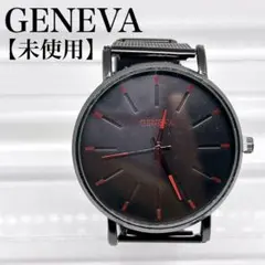 【美品・未使用】GENEVA メンズ 腕時計 ブラック レッド ビジネス
