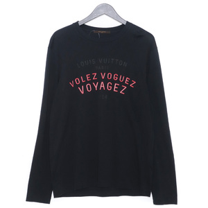 LOUIS VUITTON フロントロゴプリント クルーネック ロングスリーブTシャツ M ブラック RM162M CMS HAY03W ルイヴィトン 長袖カットソー