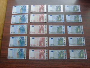 合計200ユーロ欧州連合通貨海外国紙幣通貨EURO札紙幣計20枚セット20ユーロ5枚.10ユーロ5枚.5ユーロ10枚Euroヨーロッパお金貨幣現金お札