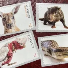 52502セール現品限り　外国切手未使用　オーストラリア発行動物4種揃