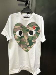 COMME des GARCONS PLAY Tシャツ　白×迷彩ハート　Lサイズ　AZ-T242