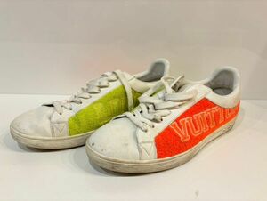 Y8 1円～ 中古品 ルイヴィトン ルクセンブルグ スニーカー 靴 オレンジ イエロー ホワイト 8.1/2サイズ 日本サイズ26.5㎝ メンズ