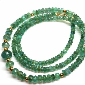 《K18天然エメラルドネックレス》M 約10.6g 約45cm emerald necklace ジュエリー jewelry EA0/EA5
