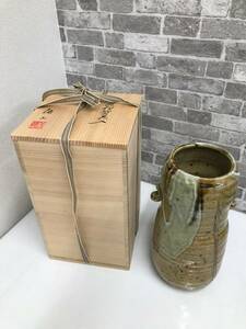 ★未使用★ 美濃伊賀花入 骨董品 時代品 美術品 古美術品 日本美術 伊賀焼 木箱入り