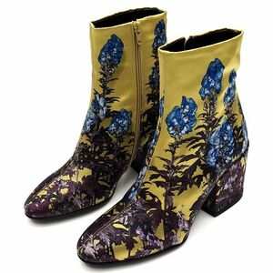 L04199 未使用品 DRIES VAN NOTEN サイドジップ ブーツ 【サイズ：36】 イエロー/パープル 定価95700円 ドリスヴァンノッテン レディース