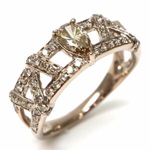 ◆K18 天然ダイヤモンドリング◆A 約4.0g 15号 0.35ct 0.40ct diamond ring 指輪 EB5/EC9