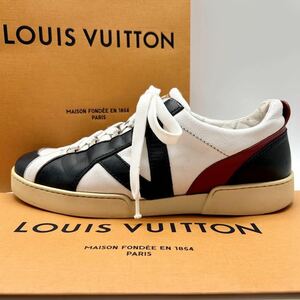 激安！ 1円 【美品】 LOUIS VUITTON ルイヴィトン 【王者の風格】 メンズ ローカット スニーカー シューズ 靴 LVロゴ レザー 白 黒 7 1/2