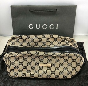 グッチ GUCCI GGキャンバス セカンドバッグ シューズケース ブラウン×ブラック 014・1144 1669 レディース 収納袋・ショッパー付き