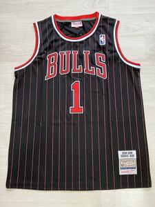 【未使用品】 NBA BULLS ROSE #1 デリック・ローズ ★シカゴ・ブルズ ユニフォーム ゲームシャツ ジャージ　ストライプ　L　刺繍 美品