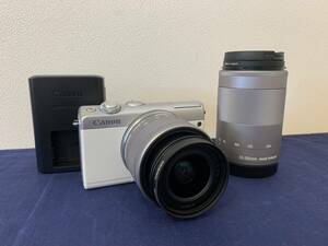 ★☆キャノン Canon EOS M100 ダブルズームキット ホワイト EOSM100WH-WZK ミラーレス一眼 15-45mm/55-200mm 中古美品☆★