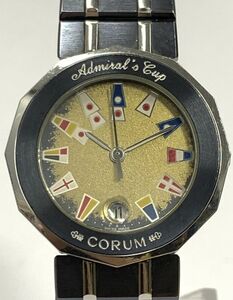 Y421-I51-1219◎ CORUM コルム Admiral Cup アドミラルズカップ 国旗 デイト レディース QUARTZ クオーツ 稼働 腕時計 ⑥