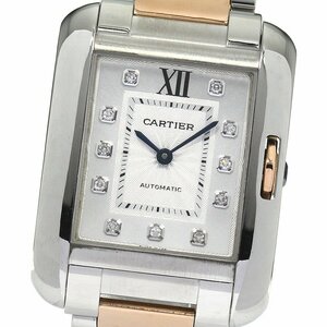 カルティエ CARTIER WT100025 タンクアングレーズLM 11Pダイヤ 自動巻き ボーイズ 美品 _792339