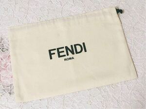 フェンディ「FENDI」長財布用保存袋 現行 (3782) 正規品 付属品 内袋 布袋 巾着袋 クリーム色 25×17cm 大きめ 大型財布用