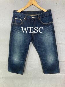 美品！WESC ダメージ加工セルビッチデニム！黄耳！