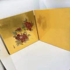 【店頭展示品】 純金箔　蒔絵屏風　牡丹　300×605×15ｍｍ　純金箔貼り