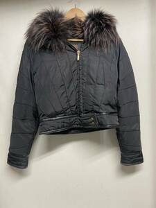 【MONCLER モンクレール 】ダウンジャケット 1 ブラック ファー色変色 レザーダメージ有 レディース 2312oki