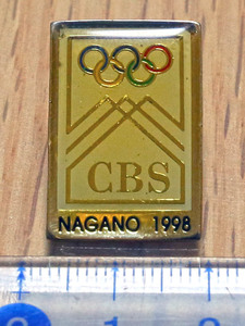 ピンバッジ　米CBSテレビ　1998年冬季の長野オリンピック　長野五輪　テレビ局