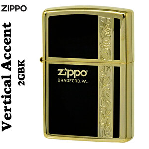 zippo(ジッポー) Vertical Accent 金メッキエッチング バーティカル アクセント 2GBK-VERZARA　【ネコポス可】
