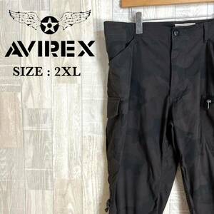 M3733 AVIREX アヴィレックス　微ストレッチカーゴパンツ 2XLサイズ　濃いブラウン　カモフラ柄　クロップド丈　メンズ　ボトムス