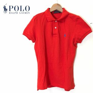 A2090-F-N◆ RALPH LAUREN ラルフローレン 半袖ポロシャツ カットソー ◆ sizeM コットン100 レッド 古着 レディース 春夏