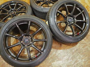 ★人気★245/40R18 9.5J+35 5H114.3 新品 逆ゾリ 軽量 クロススピードRS9 1台分 GTR R34 SILVIA LANCEREVOLUTION MARK2 X CHASER ドリフト