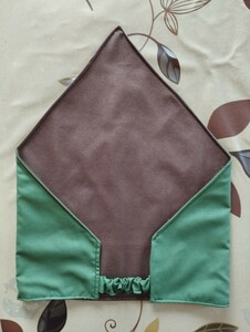 子供三角巾　シワになり難いシンプル三角巾　緑茶