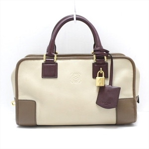 ロエベ LOEWE ハンドバッグ 352.62LA03 アマソナ28 レザー ベージュ×ダークブラウン バッグ