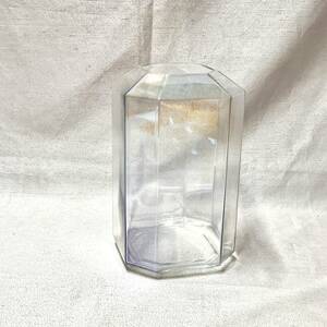 ガラス　フラワーベース　八角形　気泡　マーブル　花瓶　花活け（4271）