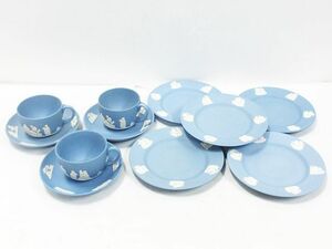 ■ 中古 現状品 WEDGWOOD ウェッジウッド ジャスパー カップ ソーサー ケーキ皿 セット まとめ売り ペールブルー 陶器 洋食器 