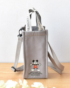 新品◆ディズニー MICKEY 保冷ボトルバッグ ミッキー柄 保冷保温 アルミ貼り ボトルカバー 500ml ショルダー付き◆