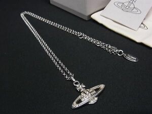 1円 ■美品■ Vivienne Westwood ヴィヴィアンウエストウッド オーブ ラインストーン ネックレス アクセサリー シルバー系 FA5176